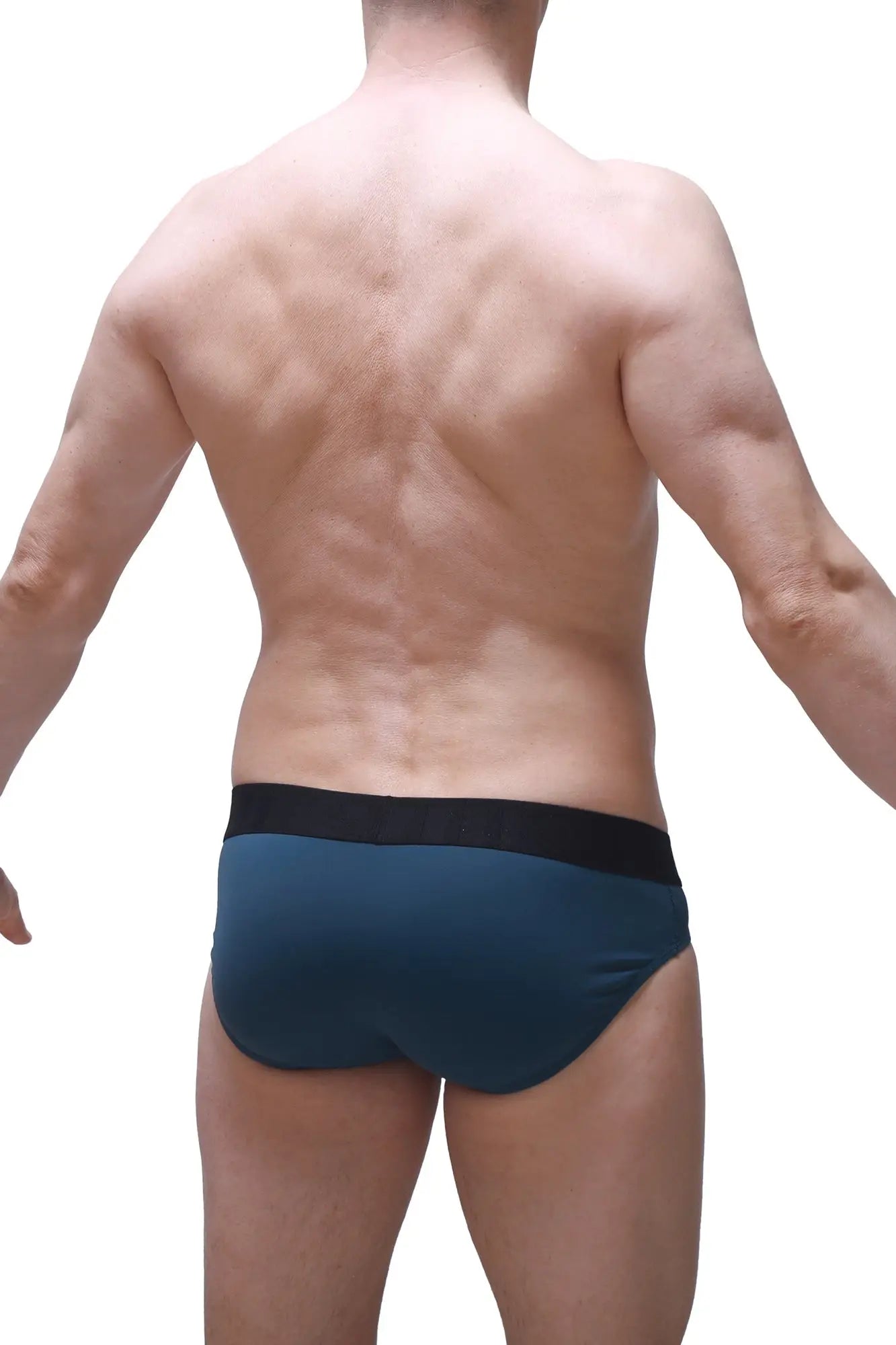 Dark teal briefs with black elastic waistband from the brief bozas blue collection for comfortable daily wear