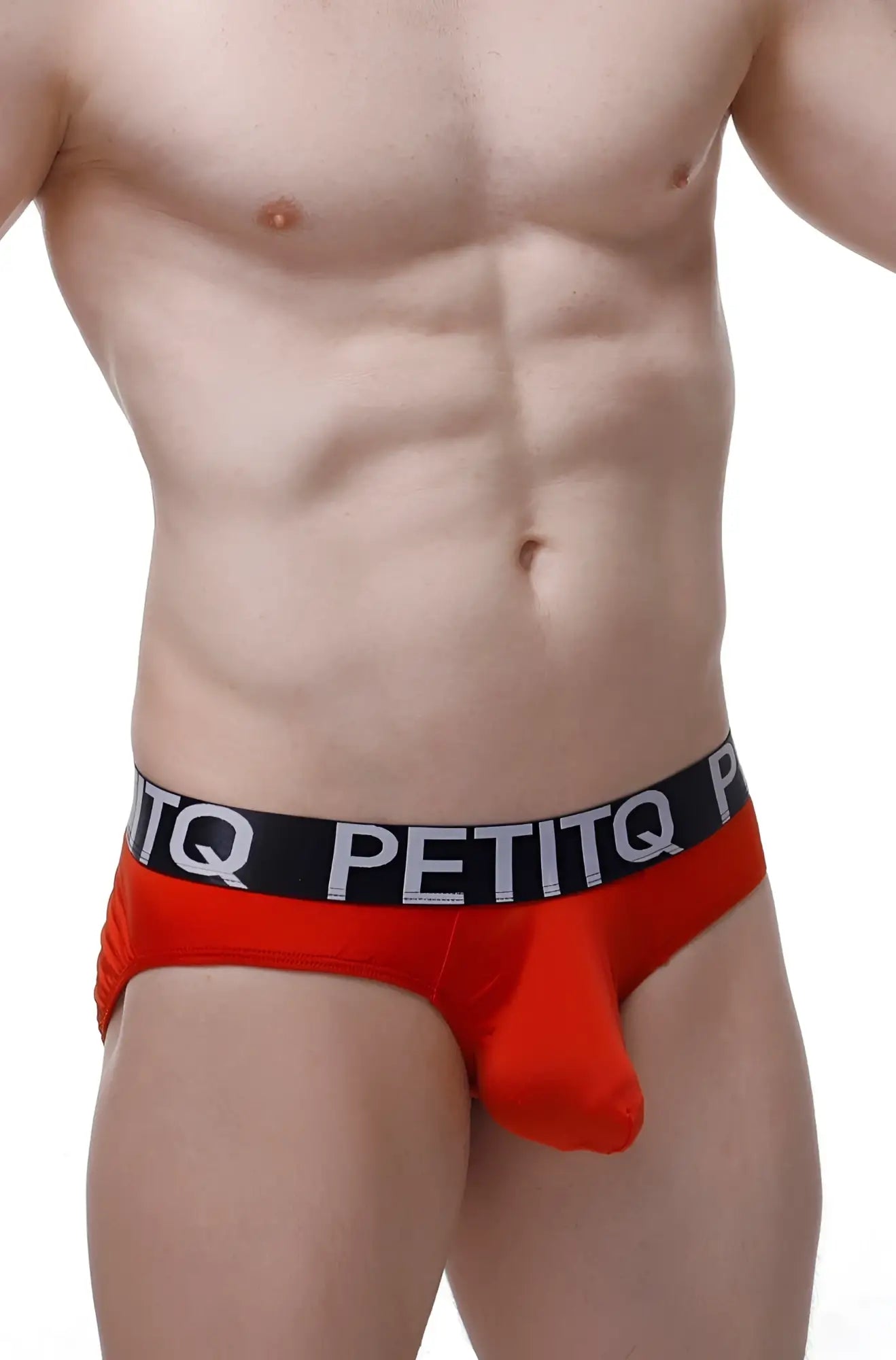 Brief bulan plum red men’s red briefs with a black waistband featuring white lettering