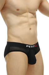 Brief chaon durtol black black mesh briefs with perforated waistband featuring petit logo and orange flame emblem