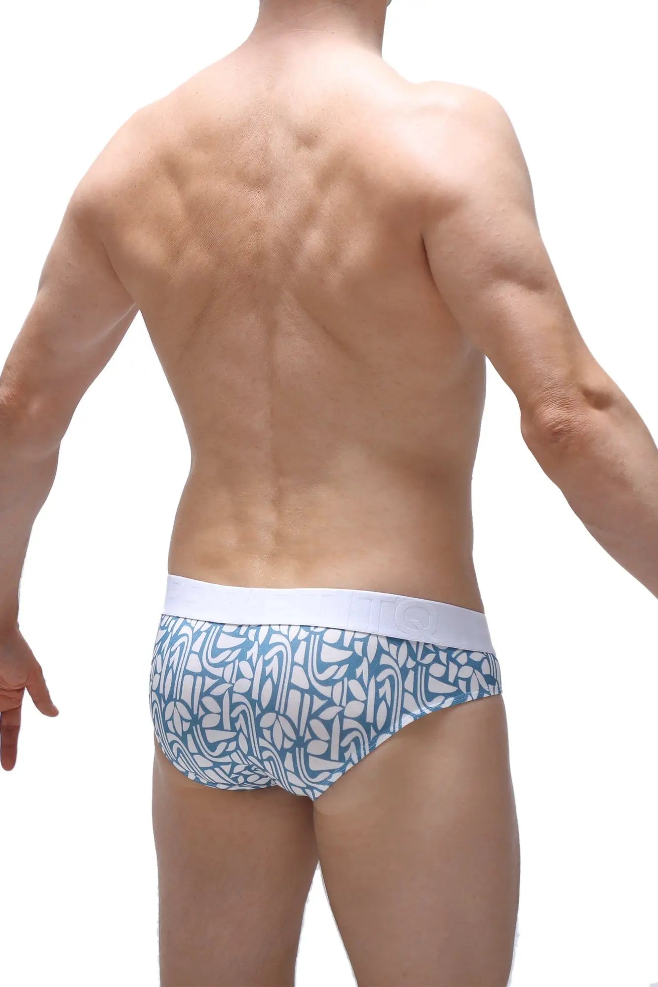 Blue and white patterned briefs brief chill carlot blue with solid white waistband for comfortable everyday wear