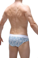 Blue and white patterned briefs brief chill carlot blue with solid white waistband for comfortable everyday wear