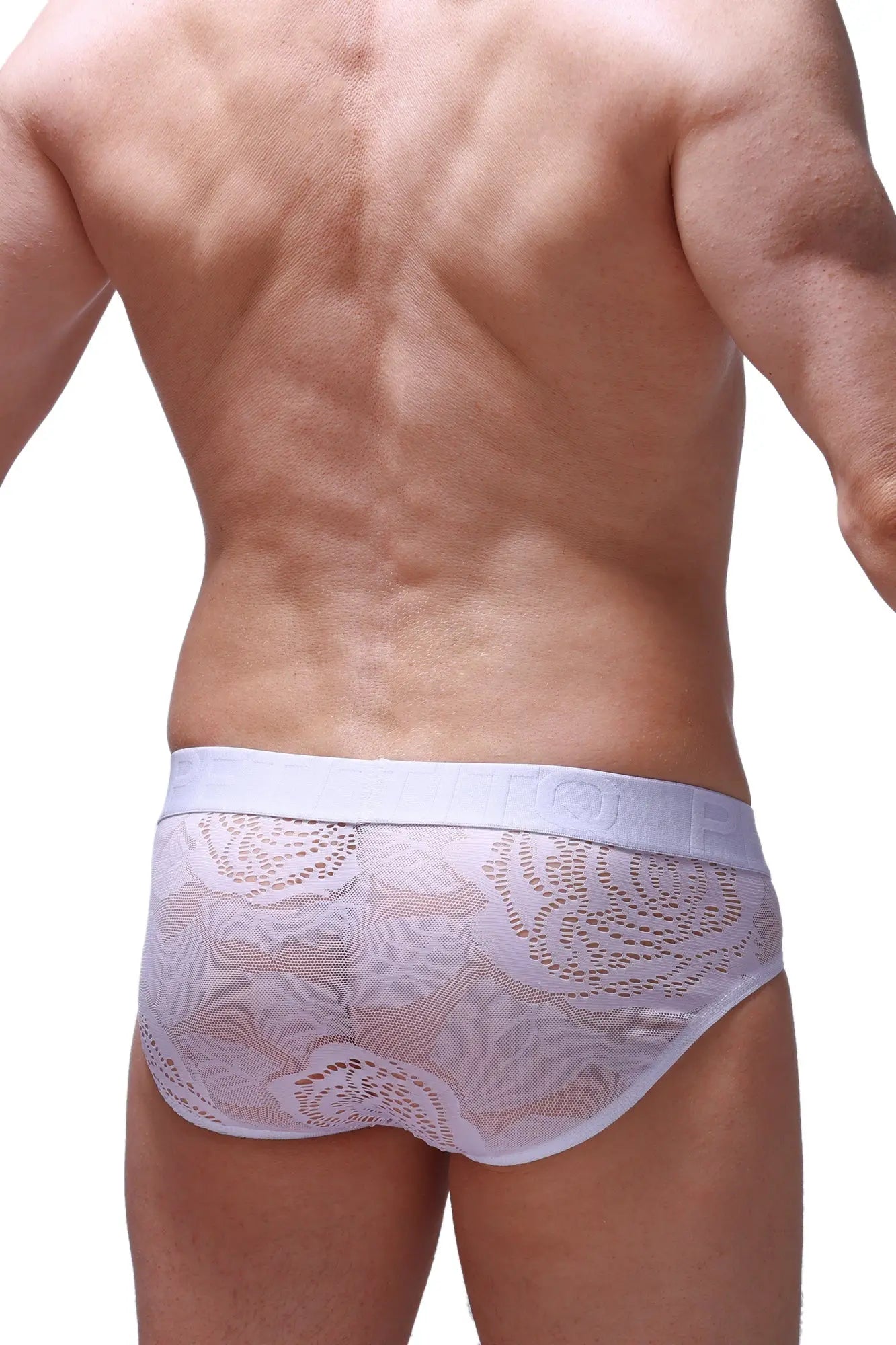 White lace briefs with delicate floral pattern and soft elastic waistband from brief dome coudray white collection
