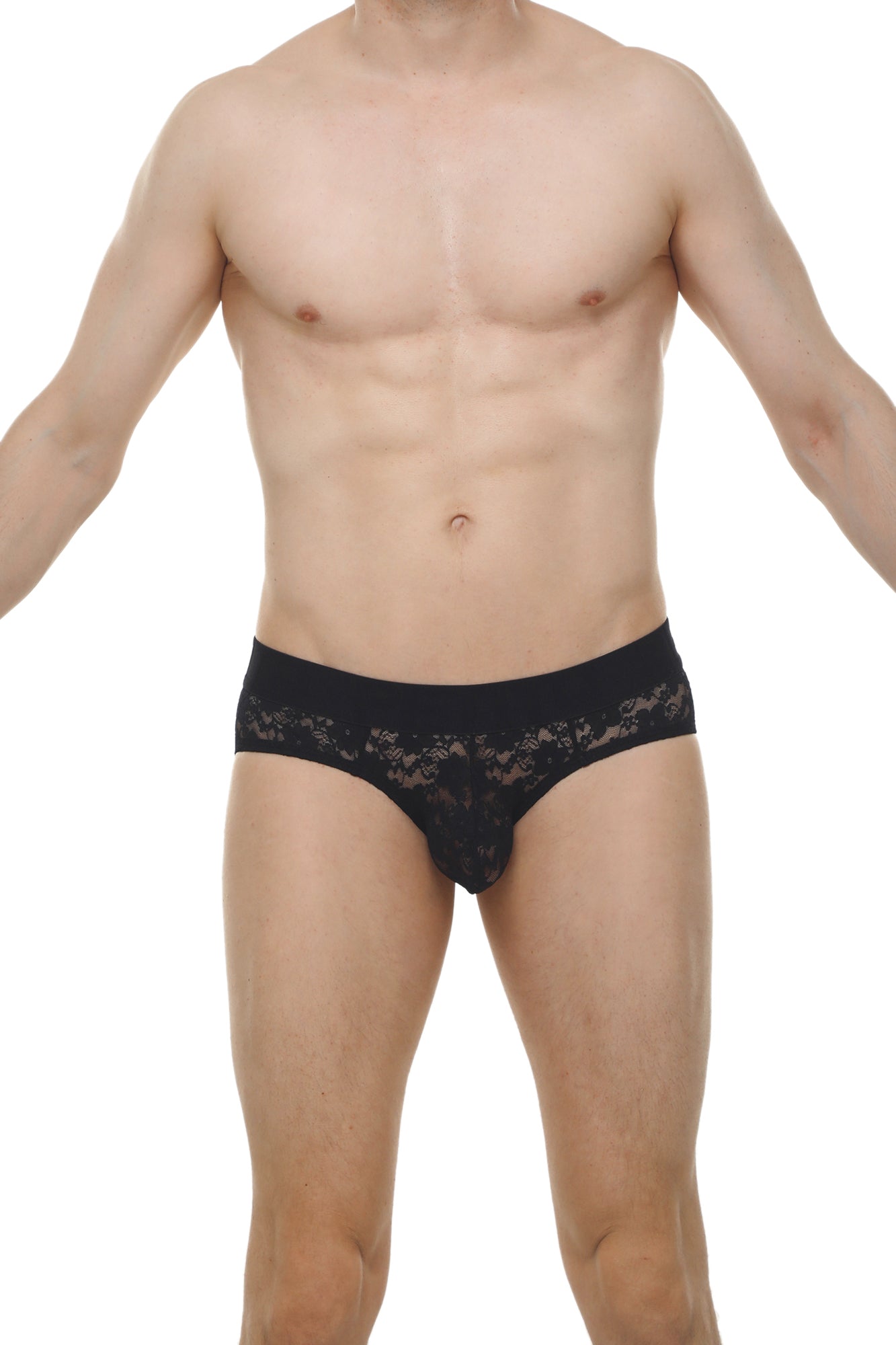 Black lace-trimmed men’s briefs brief dome lace black made from soft fabric for comfortable everyday wear