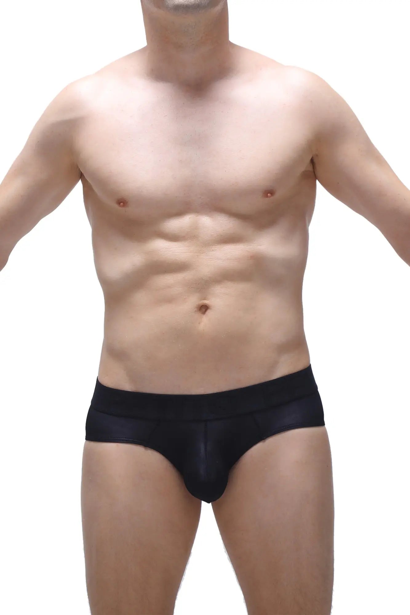 Black briefs with a smooth form-fitting design in voile fabric from brief dome voile black collection
