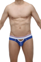 Blue men’s briefs brief hornoy blue with white and red striped waistband for comfortable everyday wear