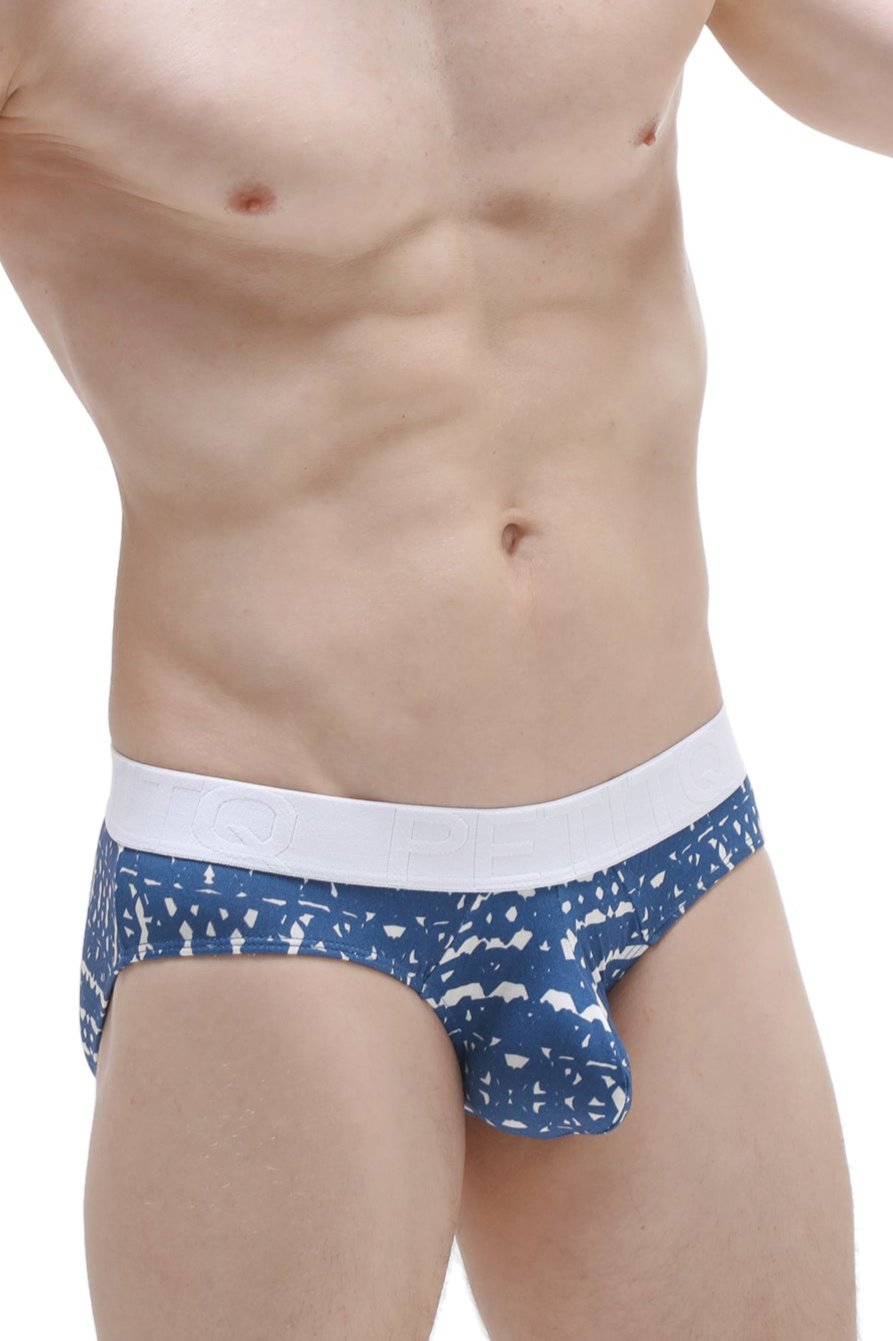 Blue patterned men’s briefs with white elastic waistband petitq brief jans new denim style in cotton blend material