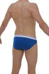 Blue men’s briefs brief linay bigout with white waistband and thin red and blue stripes for comfortable wear