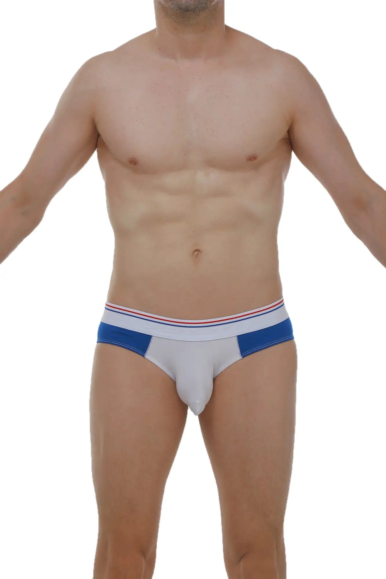 Brief linay bigout blue white briefs with blue side panels and red white navy striped waistband for everyday wear