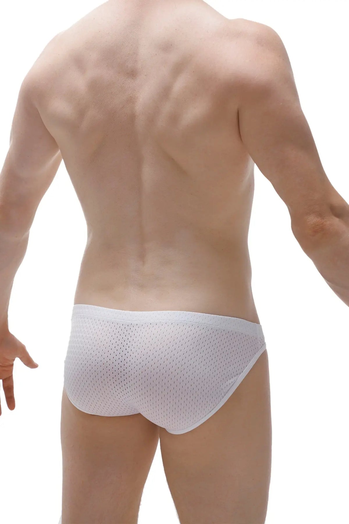 White mesh briefs with a snug form-fitting design from brief losne in white color