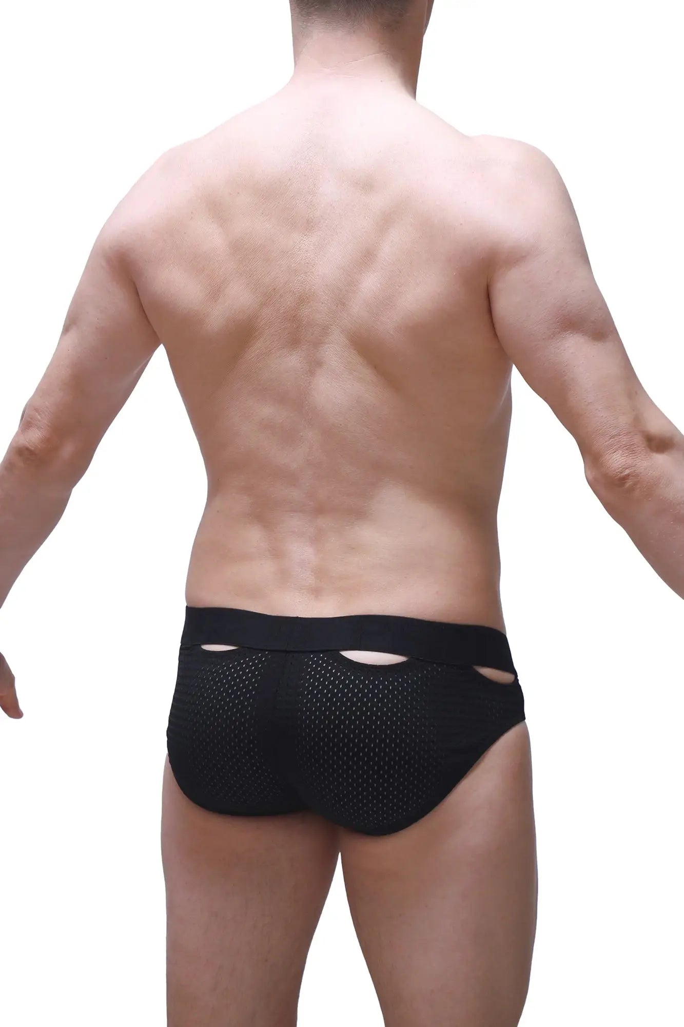 Brief malans bee black mesh briefs with solid waistband and side cutouts for a stylish and breathable fit