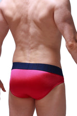 Brief matraux framboise red and navy blue athletic briefs with sleek form-fitting design for active wear