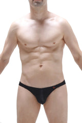 Black briefs menil plum with a subtle red logo on the waistband made from soft breathable fabric