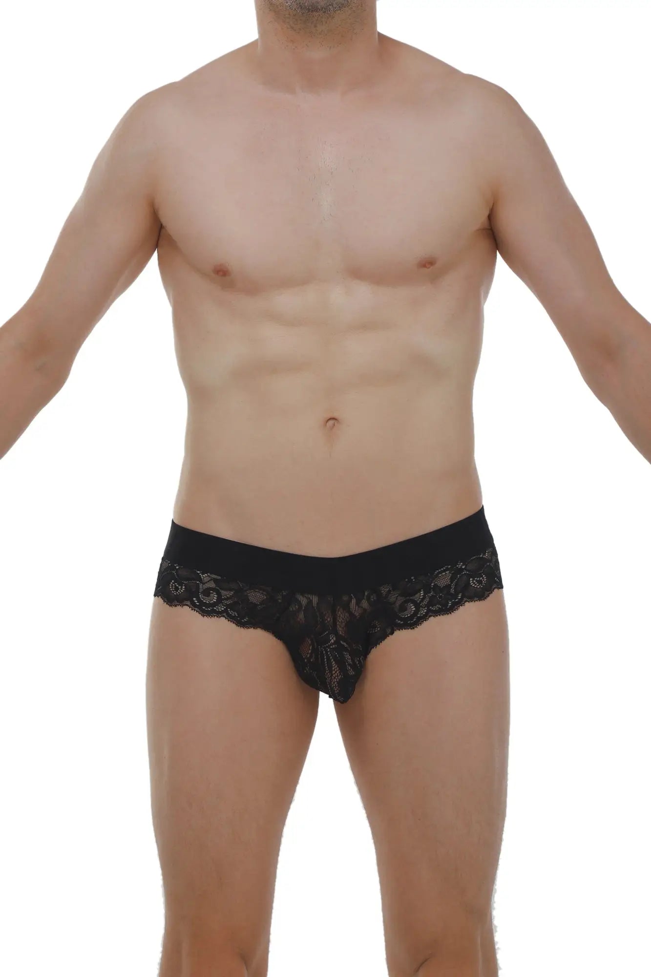 Black lace Brief Miers lace black underwear with intricate floral patterns and a solid waistband