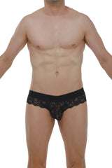 Black lace Brief Miers lace black underwear with intricate floral patterns and a solid waistband