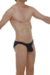 Black men’s briefs by brief myennnes with a snug fit black fabric and a small logo on the side