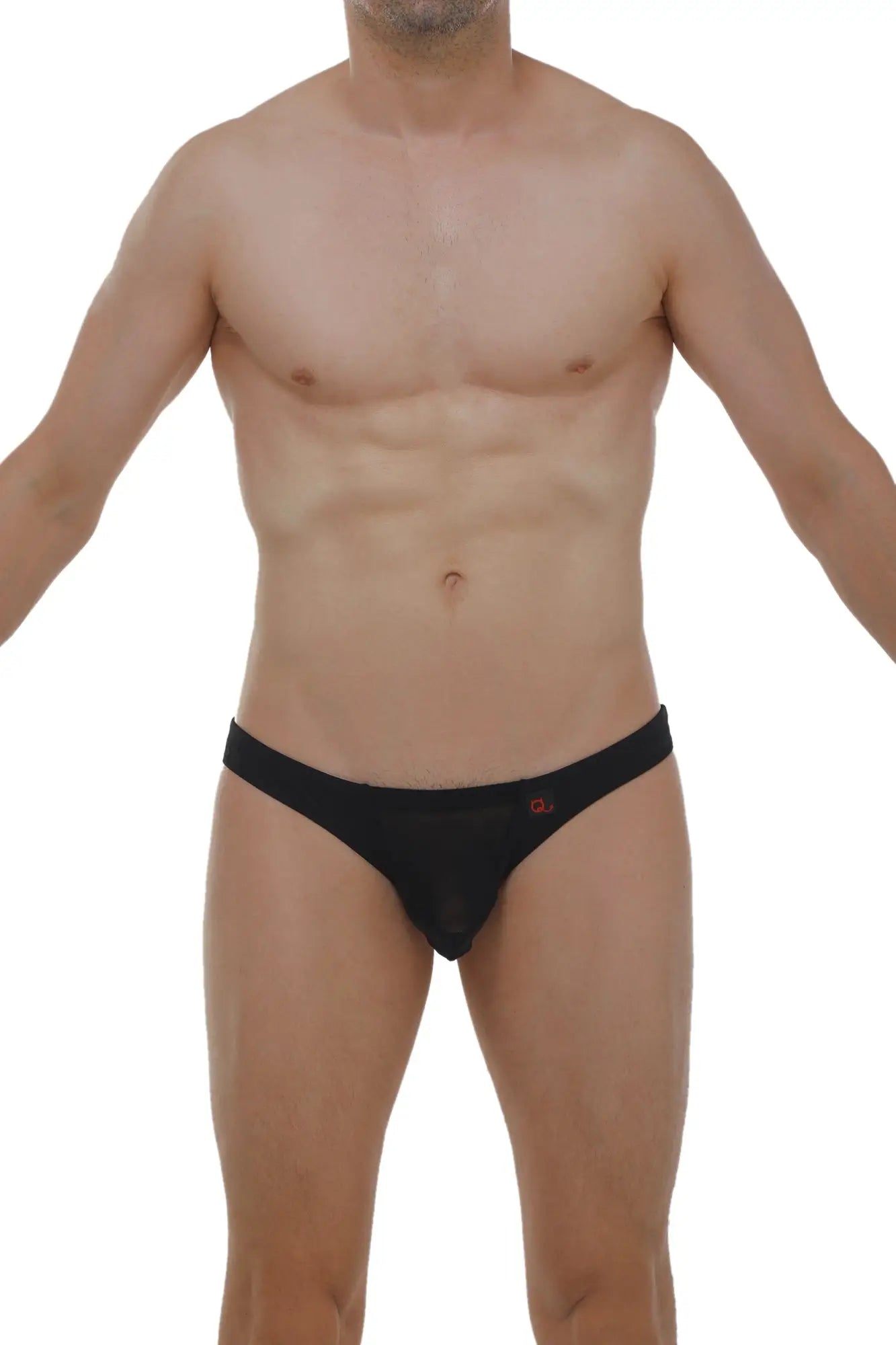 Black briefs myennnes black with a subtle red logo on the left hipband made from soft breathable fabric