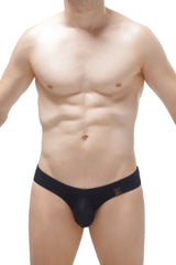Black men’s briefs brief nieul black with a subtle orange logo on the waistband in soft breathable fabric