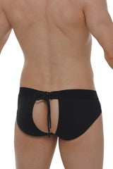 Black briefs petitq brief orlic black with lace-up back detail in sheer fabric for stylish lingerie look