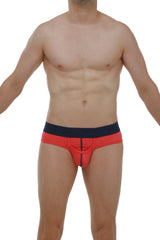 Brief paliz modal fuchsia red and navy blue athletic briefs with central seam detail for activewear use