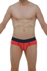 Brief retro modal fuchsia red and navy blue briefs with sleek modern design made from modal fabric for comfortable wear