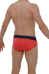 Brief retro modal fuchsia red briefs with a navy blue waistband made from soft modal fabric