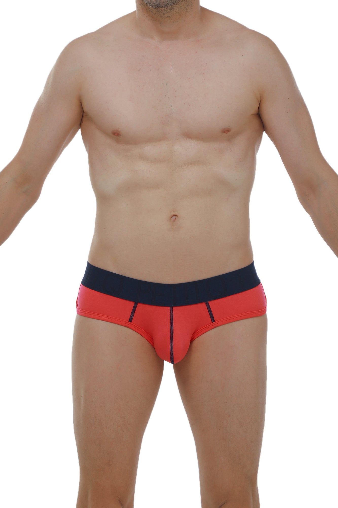 Brief retro modal fuchsia red and navy blue briefs with sleek modern design made from modal fabric for comfortable wear