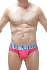 Brief taik modal fuchsia bright pink petit briefs with light blue elastic waistband featuring bold brand name