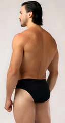 Black briefs with a smooth form-fitting design made from soft fabric for comfortable everyday wear