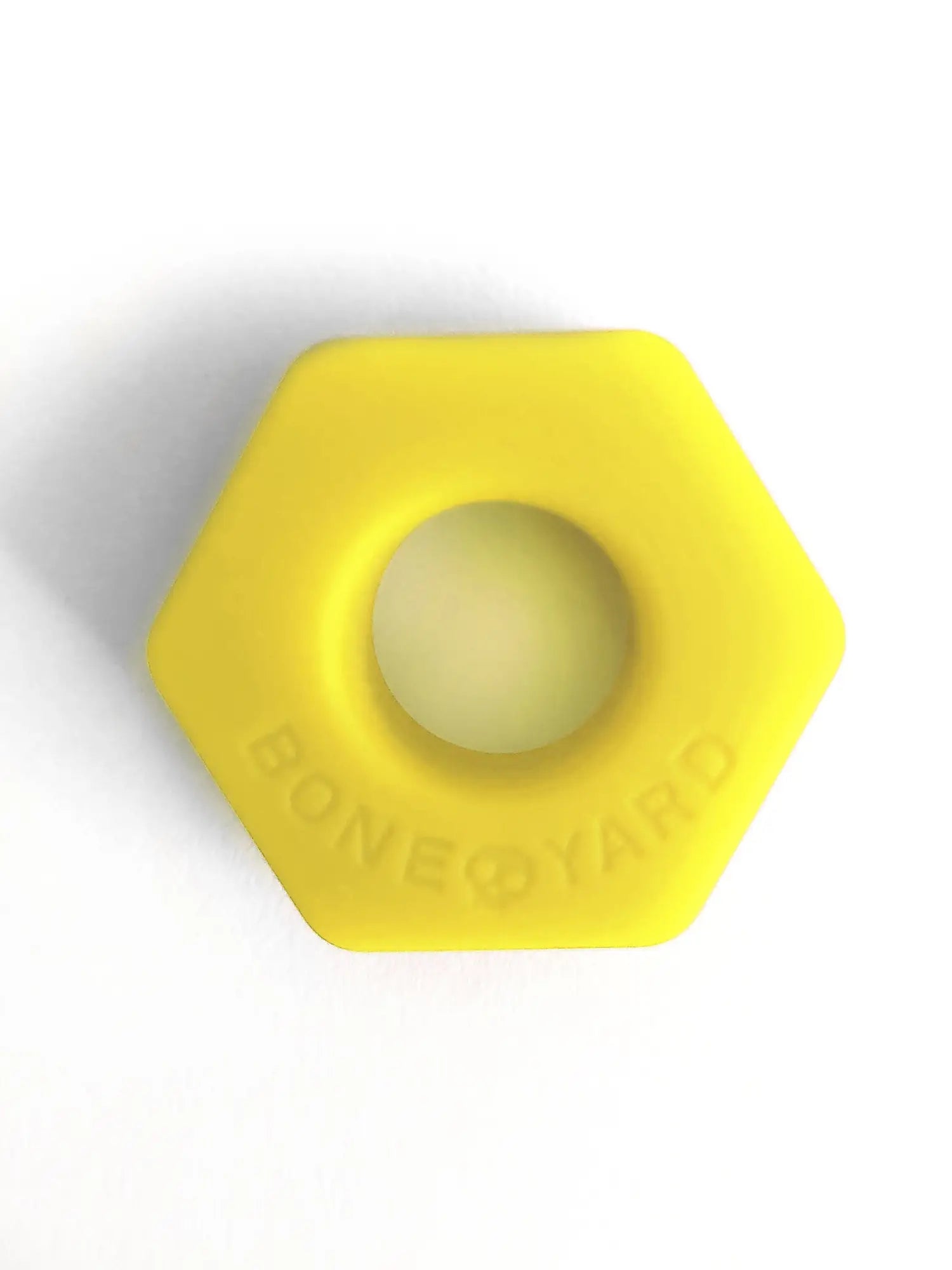Bright yellow hexagonal silicone ring bust a nut with bone yard embossed for grip and style