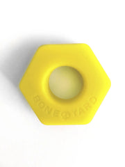 Bright yellow hexagonal silicone ring bust a nut with bone yard embossed for grip and style