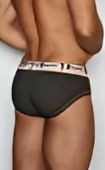 Black c-in2 brief 3313-068 with white and gray striped waistband designed for comfortable everyday wear