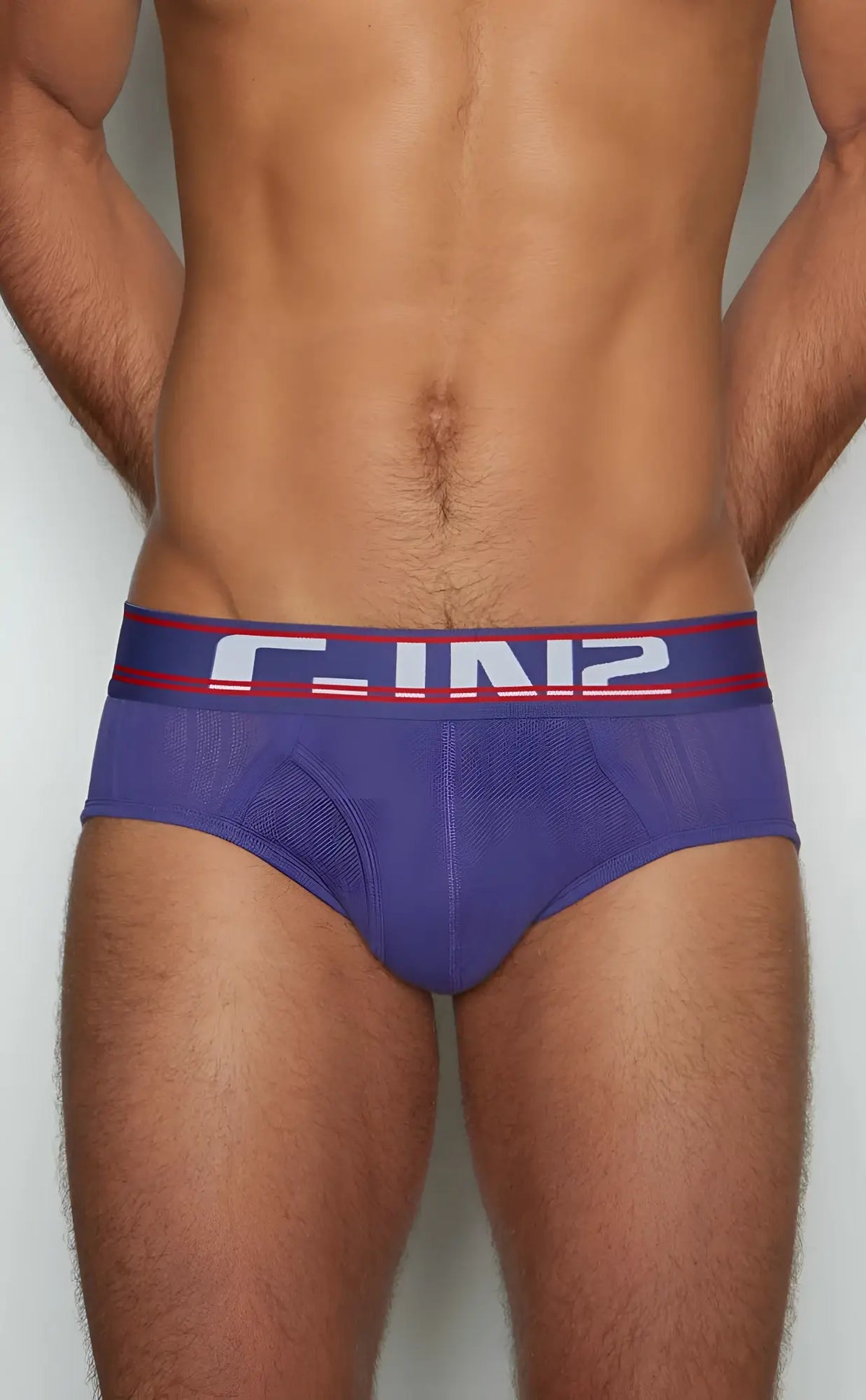 Purple c-in2 brief 6760-541 with navy blue waistband featuring the c-in2 logo in white and red