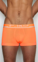 Bright orange c-in2 trunk 1023 men’s briefs with mesh texture and white logo trim