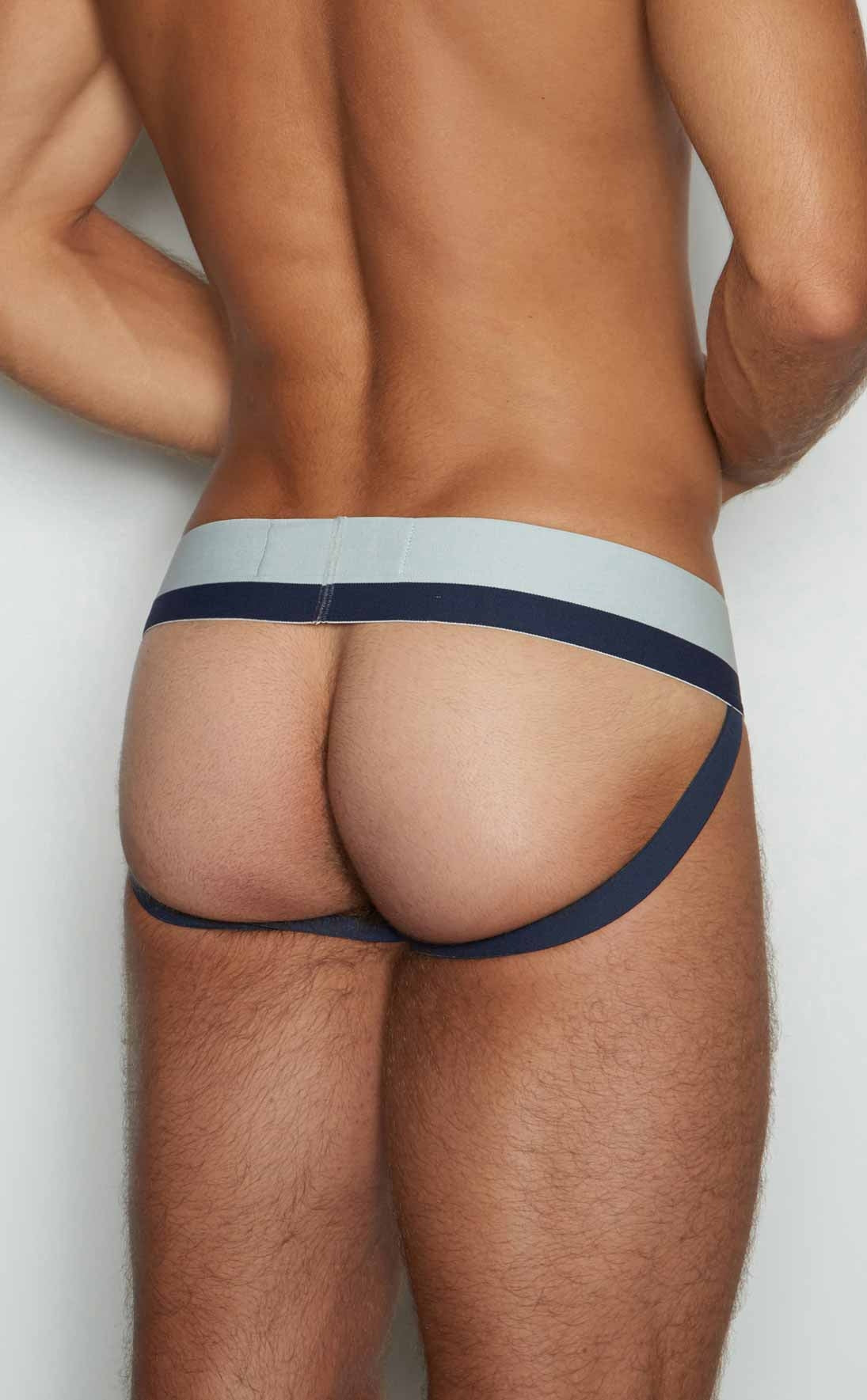 Navy blue and light gray C-IN2 Jockstrap 8025-412 athletic briefs with wide waistband and thin side straps