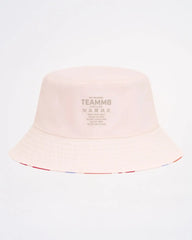 Cabana bucket hat in soft blush pink with subtle striped trim along the brim for stylish sun protection