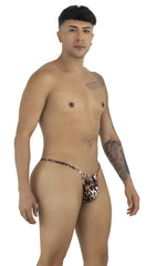 Leopard-print thong g-string candyMan 9586 with high-waisted snug fit and thin waistband in animal print color