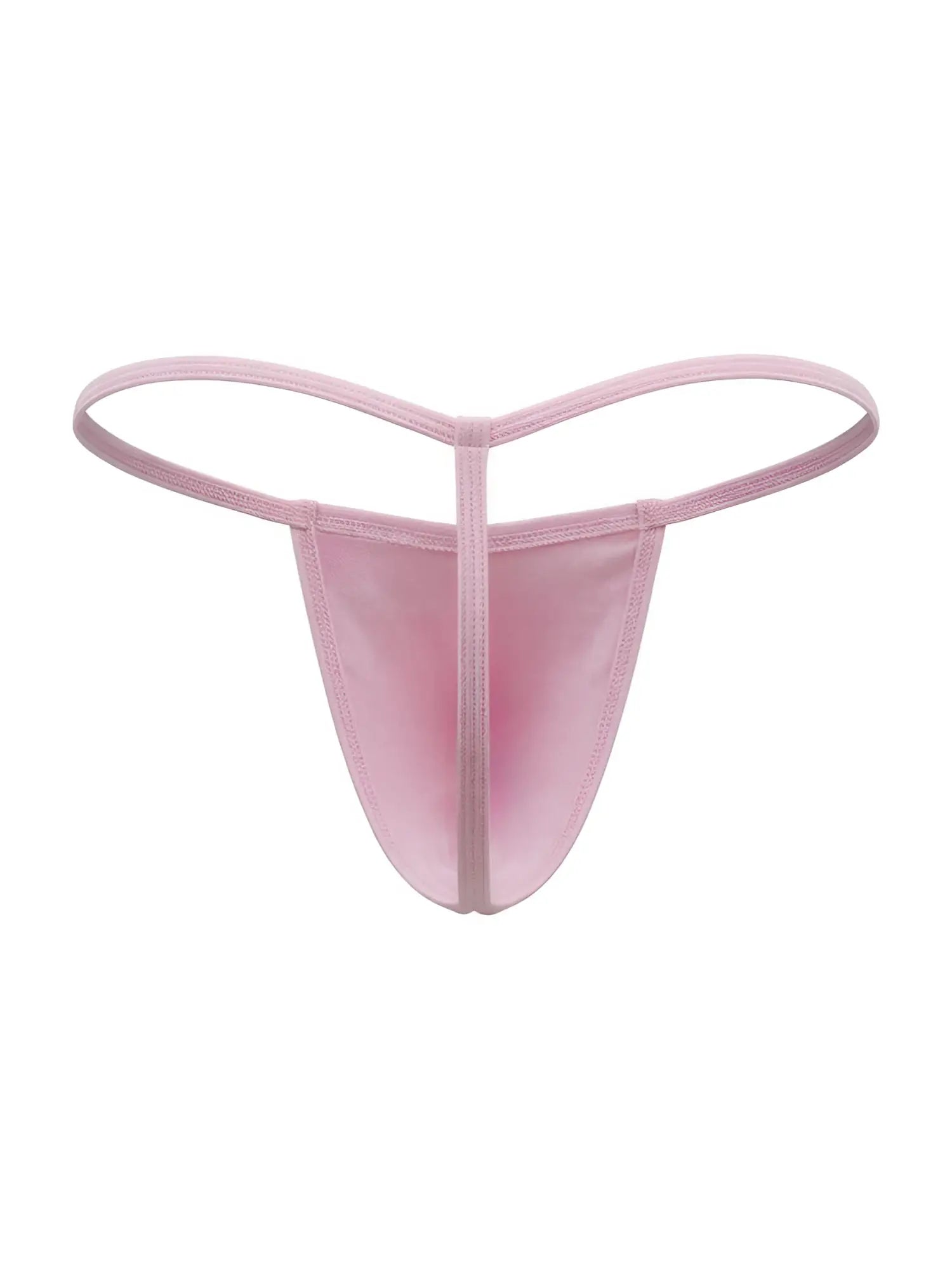 Pink CandyMan 9586 sheer thong made of smooth translucent fabric with a thin supportive band visible from the back