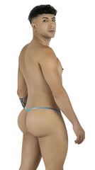 A light blue candy man 9586 g-string thong with thin straps and smooth elastic material shown from the back side