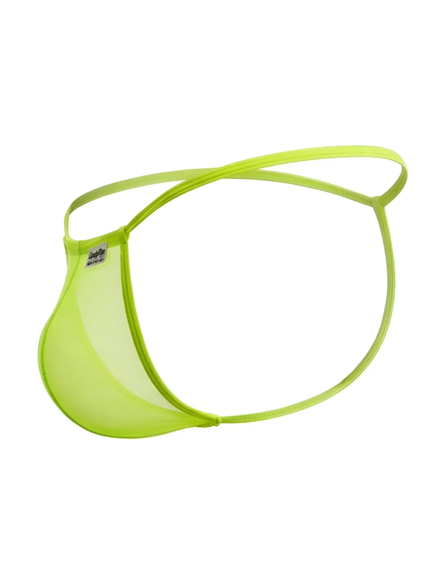 Bright neon green sheer mesh thong with thin elastic band from candyman 9586 g-string hot green mesh collection