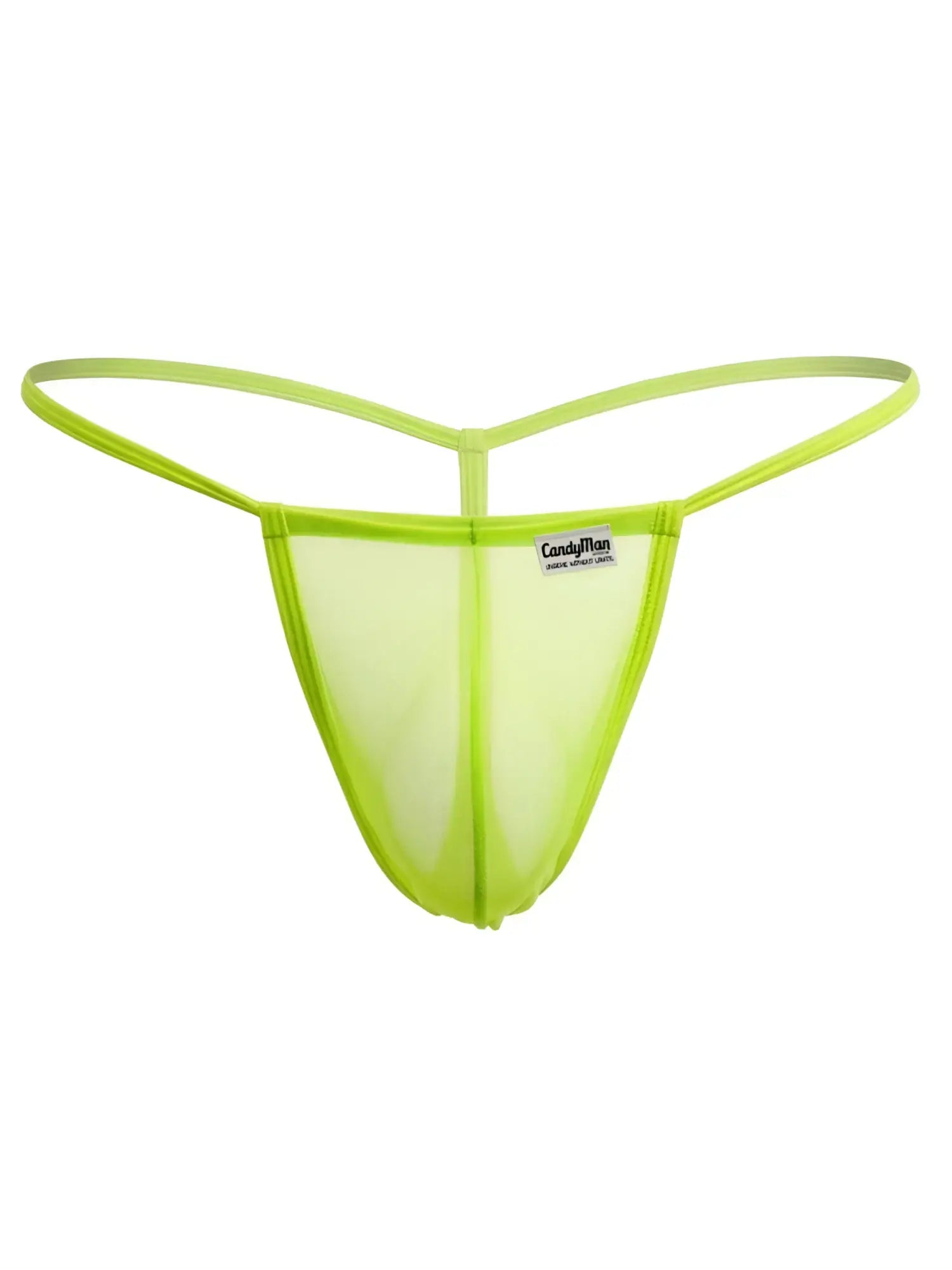 Neon green mesh g-string thong from candyman featuring a hot green color and breathable mesh material
