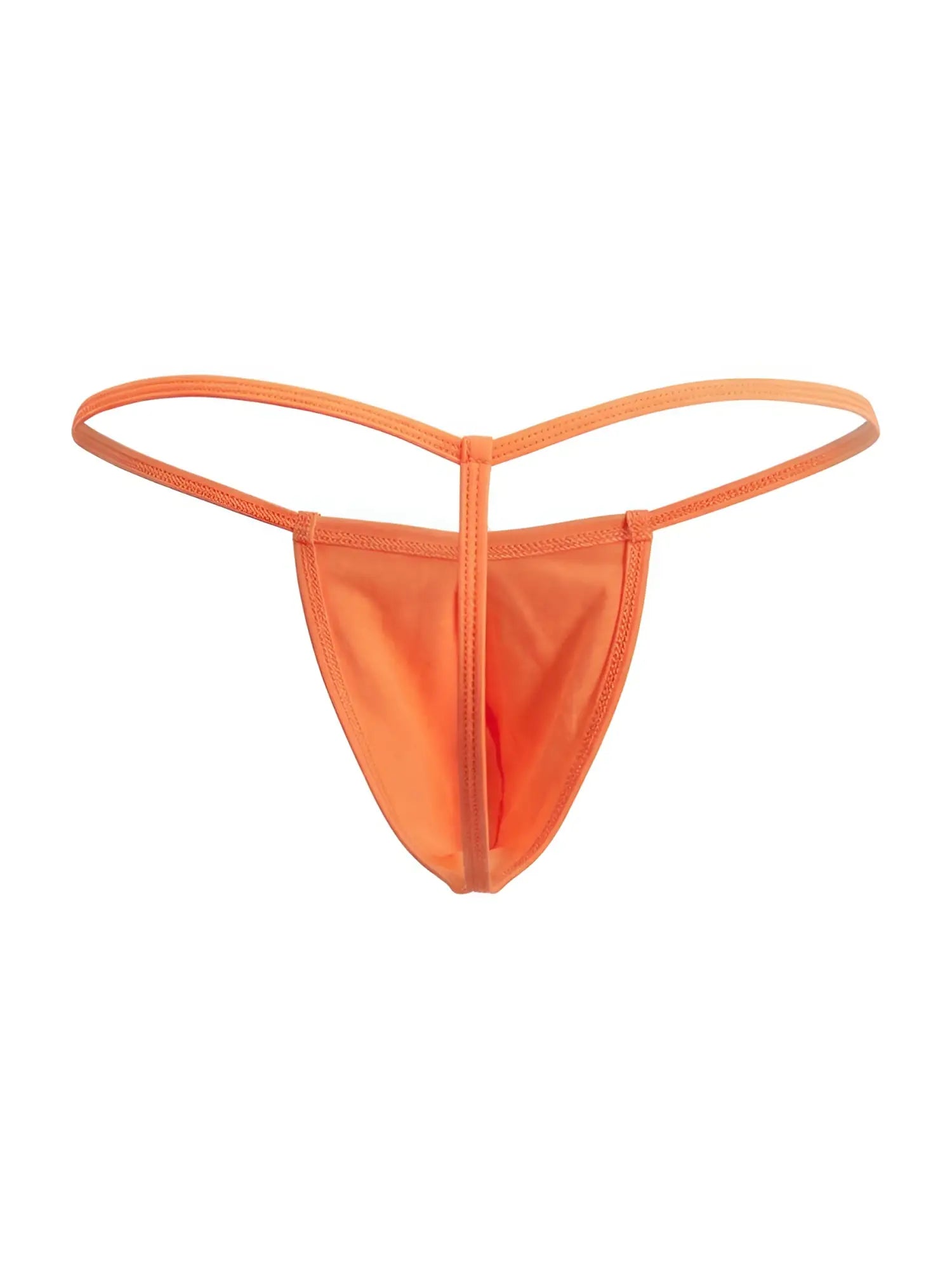 Bright orange candyman 9586 g-string thong made of smooth stretchy fabric with thin straps and central seam