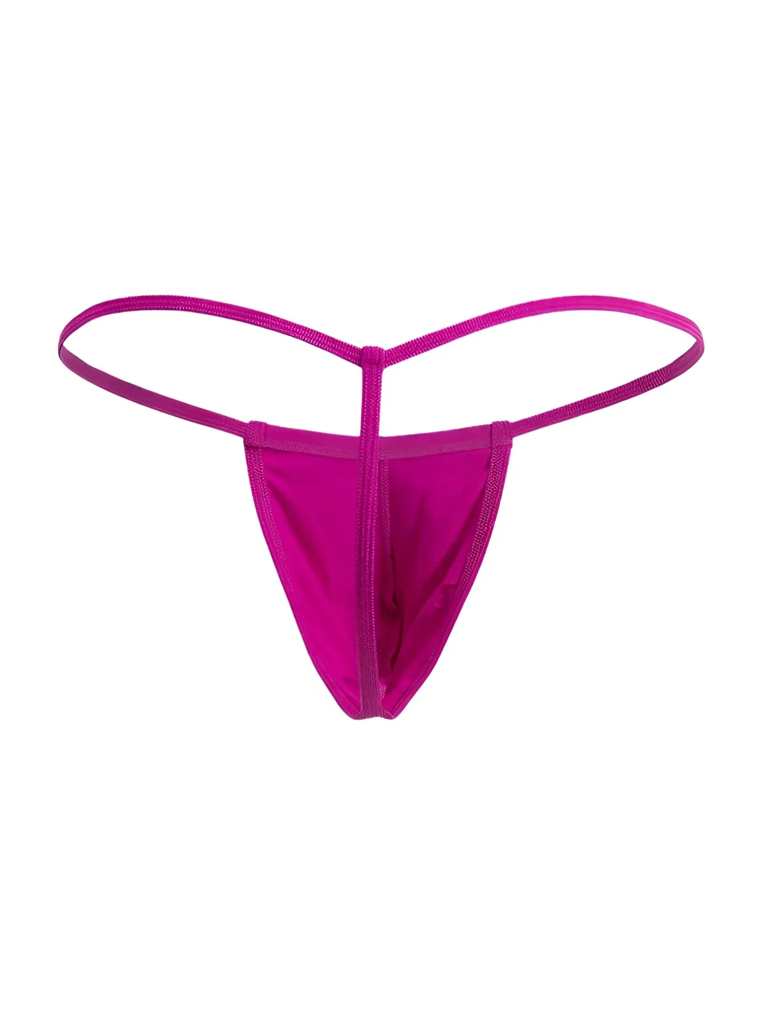 CandyMan 9586 magenta g-string thong with smooth stretchy fabric and thin elastic straps showing front side