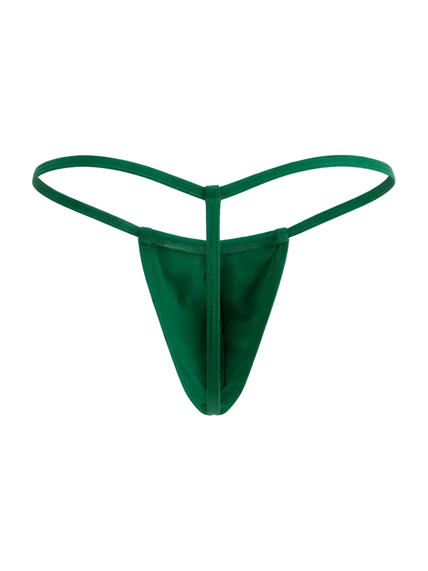 Green thong g-string candyMan 9586 made of smooth stretchy fabric with simple design and thin straps in nature green