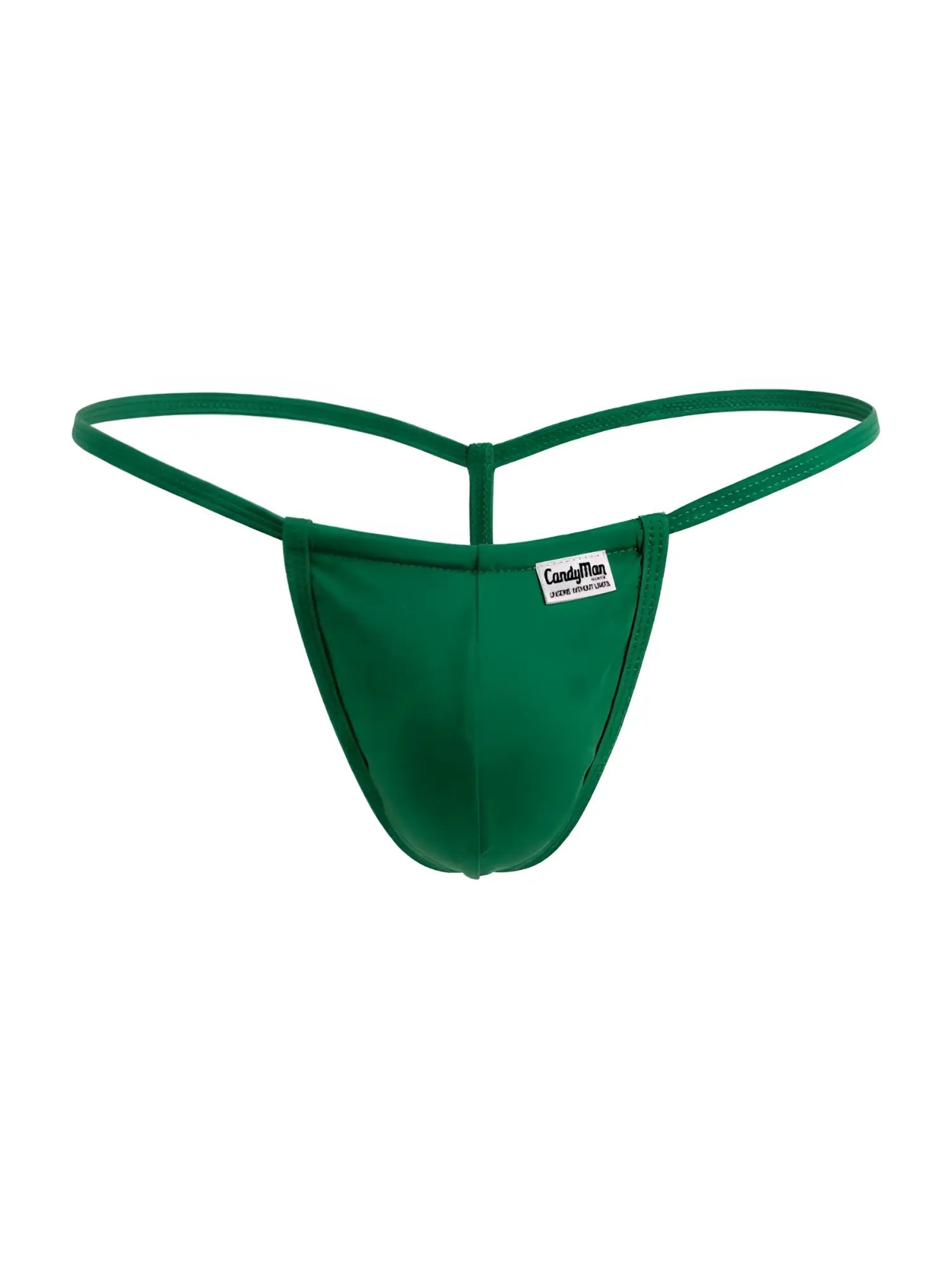 Green Candyman 9586 G-string thong with smooth stretchy fabric and thin elastic straps in nature green color