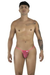 Pink mesh thong g-string with a small white label on the front from candyman 9586 collection
