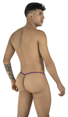 Purple candyMan 9586 g-string mesh thong featuring a thin seamless design shown from the back side