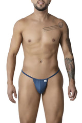 Blue candyMan 9586 g-string thongs with snug fit elastic waistband for athletic support in petrol blue color