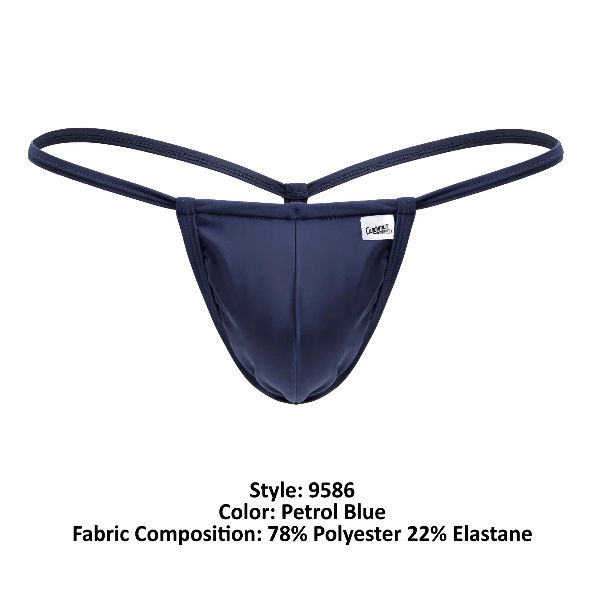Petrol blue CandyMan 9586 G-string thong made of 78 polyester and 22 elastane with thin elastic straps