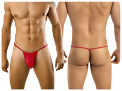 Red thong candyMan 9586 made of smooth stretchy fabric shown from the back side