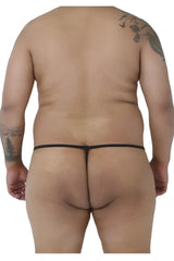 Black thong candyMan 9586X with thin smooth elastic band and minimalistic design, front view